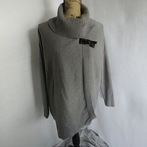 Guess Grey Oversized Sweater with Buckle Accent